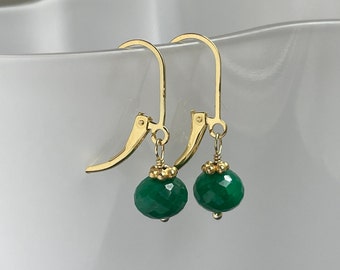 Emerald Earrings, Dangle & Drop Sterling Silver or Gold Earrings, May Birthstone Earrings for Women, Birthday Gift