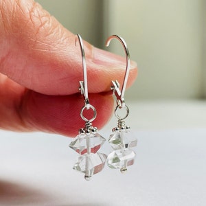 Herkimer Diamond Sterling Silver Leverback Earrings: April Birthstone