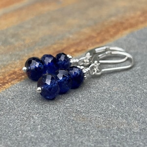 Sapphire Earrings, Dangle & Drop September Birthstone Earrings, Sterling Silver Gemstone Jewelry, Birthday Gift