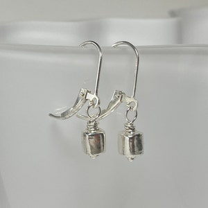 Sterling Silver Cube Earrings, Tiny Bali Silver Earrings, Dangle and Drop Earrings for Women and Girls, Birthday Gift for Her