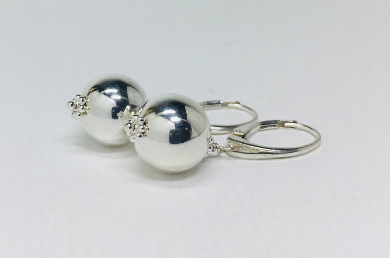 Sterling Silver Ball Earrings Leverback Earrings Dangle & Etsy