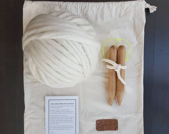 DIY Super Chunky Knitting Kits - Lap Throw (70 x 110cm); DIY knitting project, knitting kit; Australian chunky knitting kit