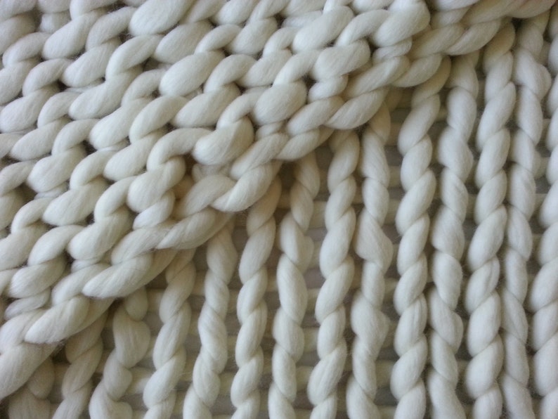 Super Chunky Wool Throw 100 Australian Natural Cream Merino Giant Knit