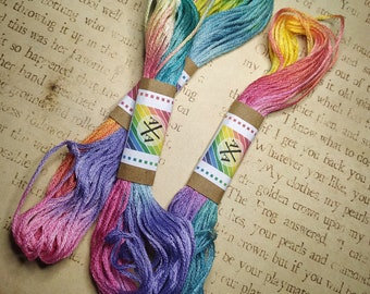 Embroidery thread - cross stitch thread - hand dyed - rainbow