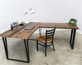 L shape Desk made with reclaimed wood