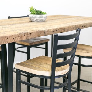 Handmade Reclaimed Wood Counter Table, Steel Legs, Pub Height