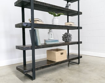 Reclaimed Wood Bookcase | Industrial Urban Shelving with Steel Frame