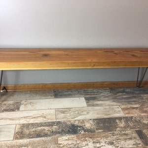 Wooden Bench with  Hairpin Legs, Reclaimed Wood Furniture,Choose Size ,Thickness, and Finish,Custom Sizes Welcome