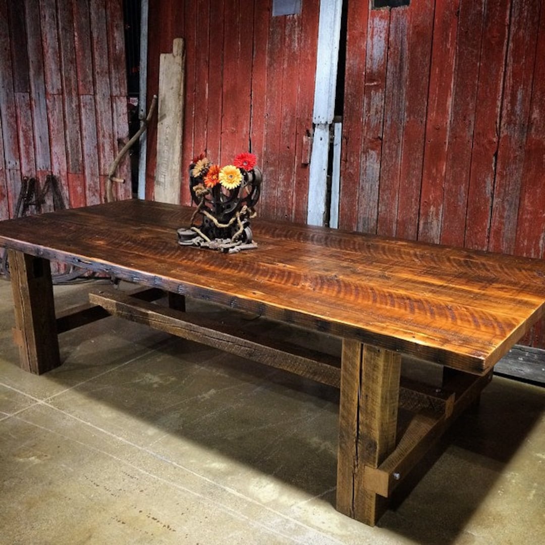 Salvaged Wood Trestle Rectangular Table - Fast Shipping! - Made From ...