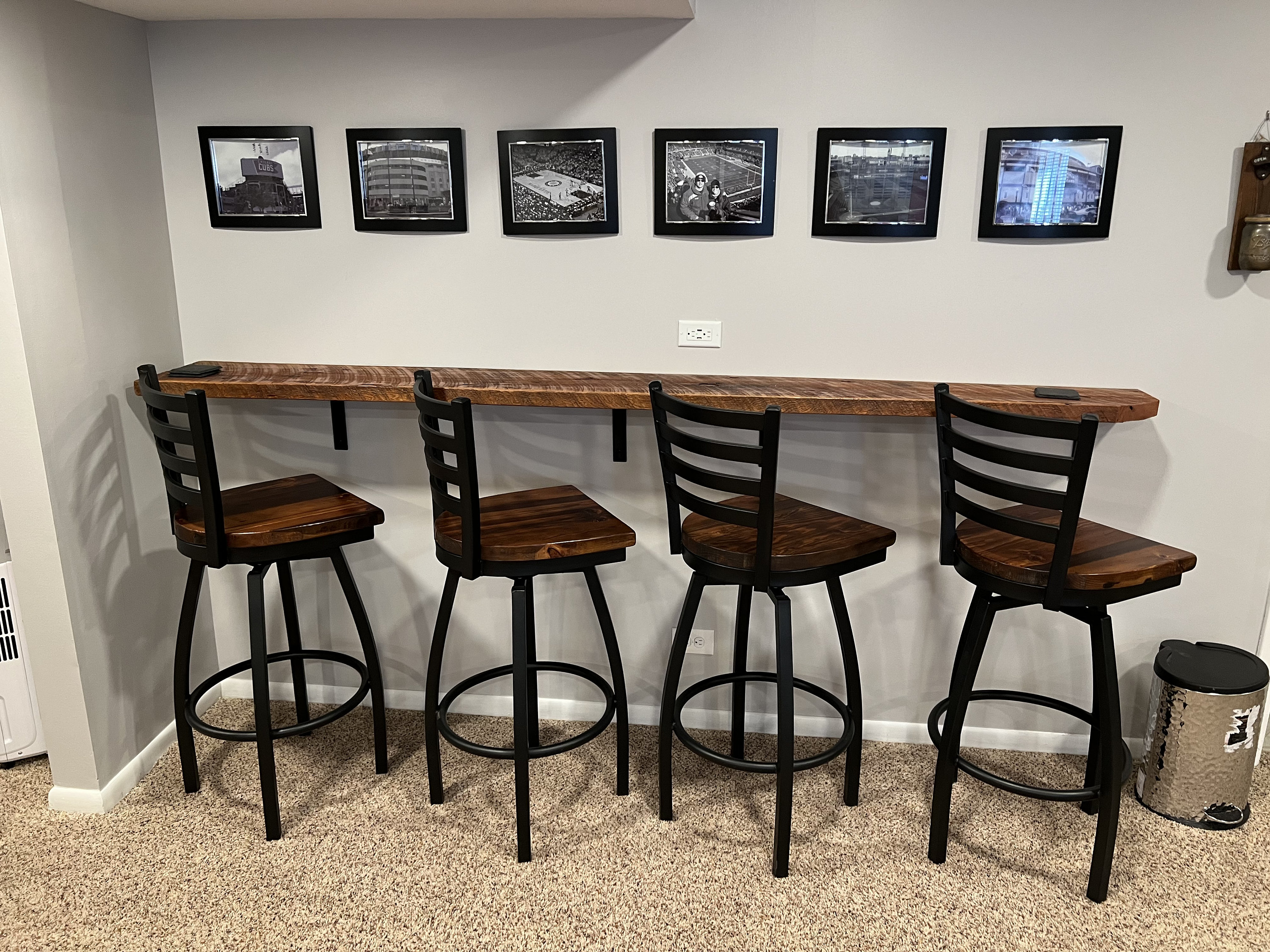 Black metal barstool shop with wood seat