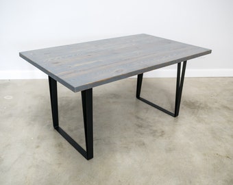 Modern Industrial Reclaimed Barn Wood Dining Table - Fabricated Flat Black Steel Legs - FAST SHIPPING