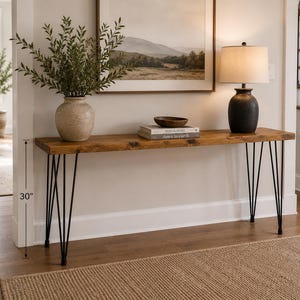 Handmade Reclaimed Wood Console Table, 36-Inch, Hairpin Legs