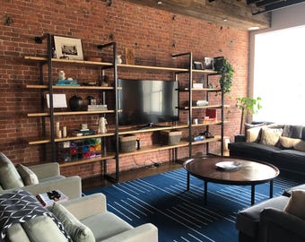 Reclaimed Wood BookShelves & Wall Mounted Media System. Custom orders available