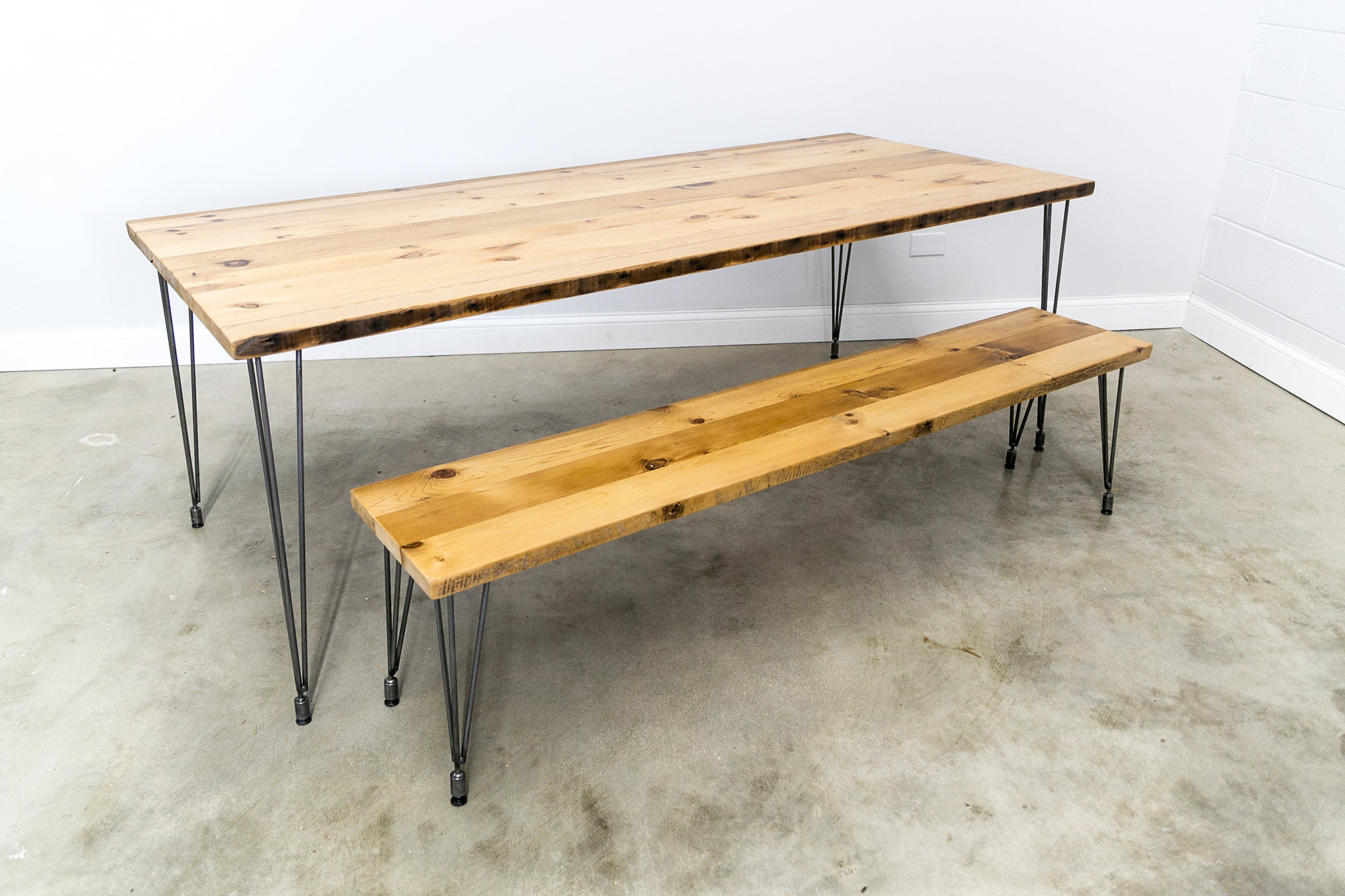 Rustic Wood Dining Table With Hairpin Legs Dining Table Etsy