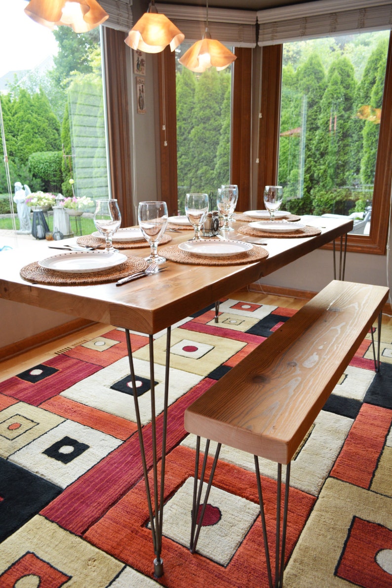 Urban Reclaimed Wood Dining Table With Hairpin Legs Etsy