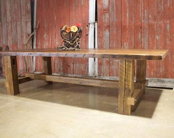 Salvaged Wood Farmhouse Rectangular Dining Table -All Reclaimed Wood-Fast Shipping