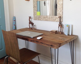 Reclaimed Barn Wood Table | Handmade Douglas Fir Desk with Hairpin Legs
