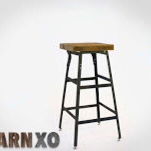 Reclaimed Wood and Steel Industrial set of 3 Bar Stools. Choose from wood finish and size image 3
