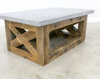 Concrete & Wood Table, Concrete Table, Modern Coffee table, Concrete Coffee table Fast Shipping