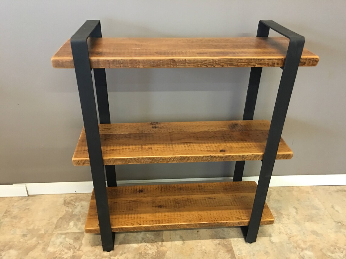 Reclaimed Wood Shelving Unit With 3 Shelfs Industrial Etsy