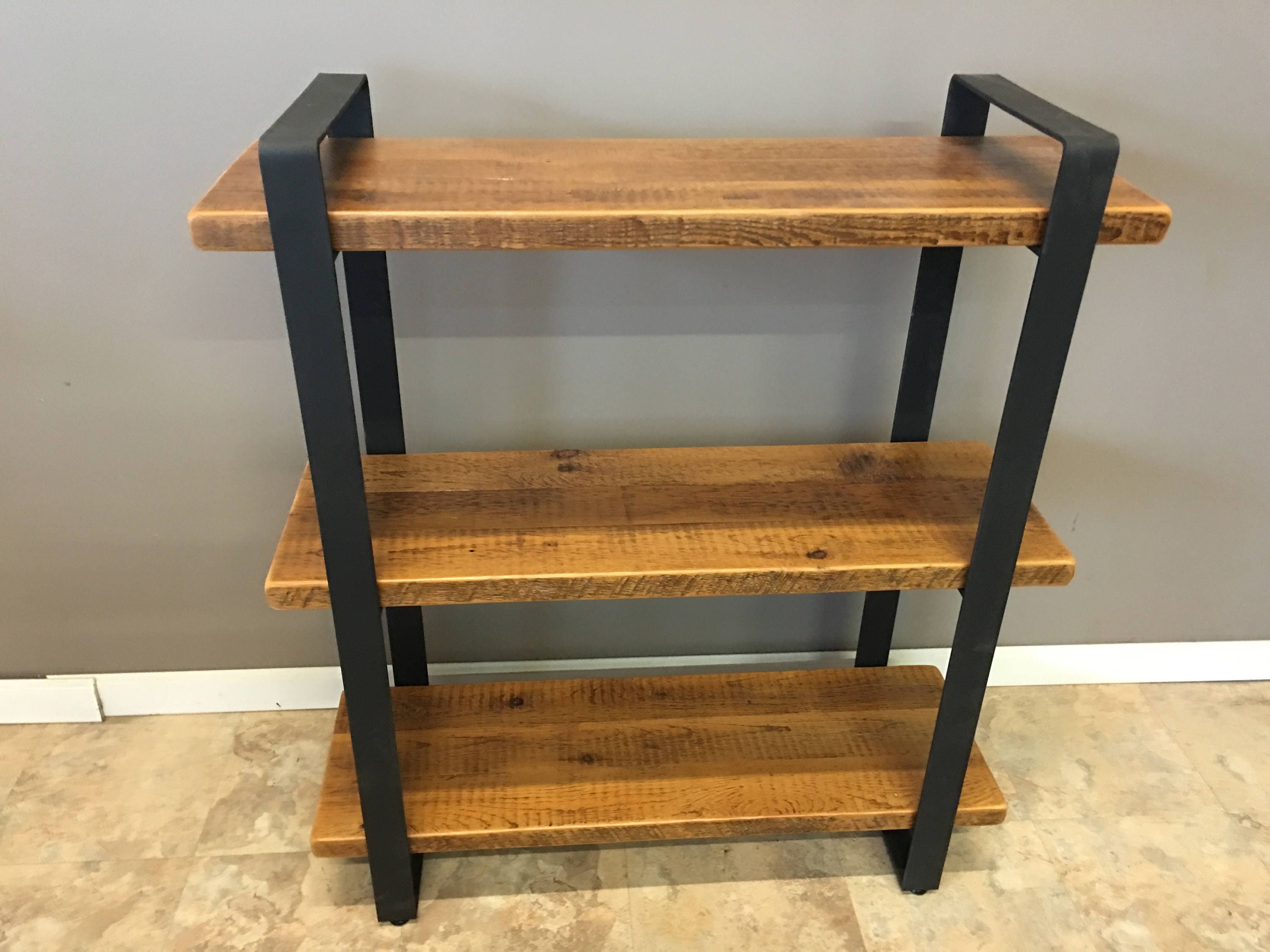 Reclaimed Wood Shelving Unit | Industrial Steel Frame, 3 Shelves - Etsy