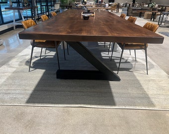 Modern Reclaimed Wood Conference Table -Office Table Made with Thick Reclaimed Wood -Modern Farmhouse Dining Table Large - Solid Wood Table