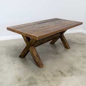 Rustic Reclaimed Wood table with Wooden X legs, Counter height,bar height, table height, farmhouse table, fast free shipping custom orders