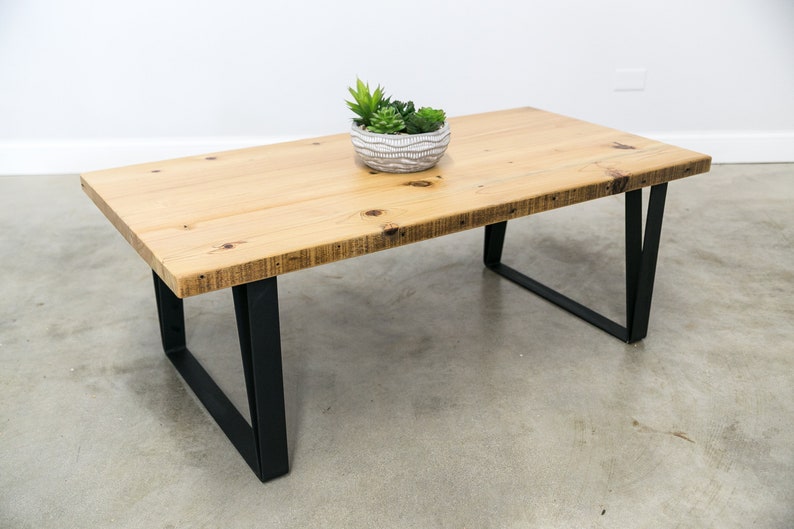 Rustic Modern Coffee Table made with Solid 2.5 thick top reclaimed wood Choice of size, and finish Fast shipping HandMade image 1