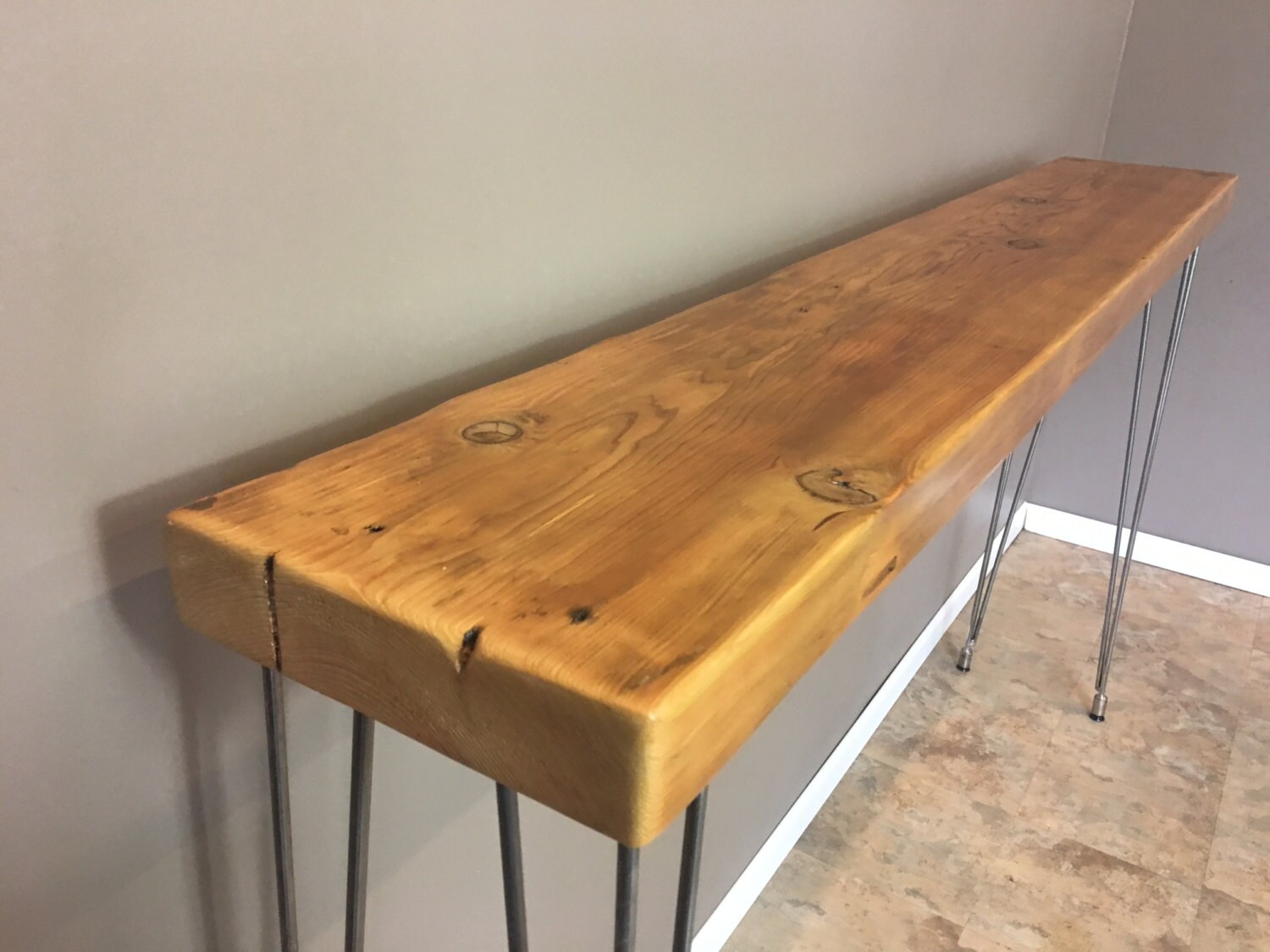Console Table Hallway Table 42 Inch High bar Height Wood Table Leveling Hairpin Legs Reclaimed Wood Furniture. Choose Size and Finish Etsy