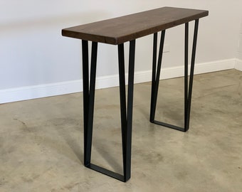 Bar Height Reclaimed Wood Bar Table, Wood Bar Table, Buffet Table, Reclaimed Wood Table, Long Sofa Table Industrial Pub Table