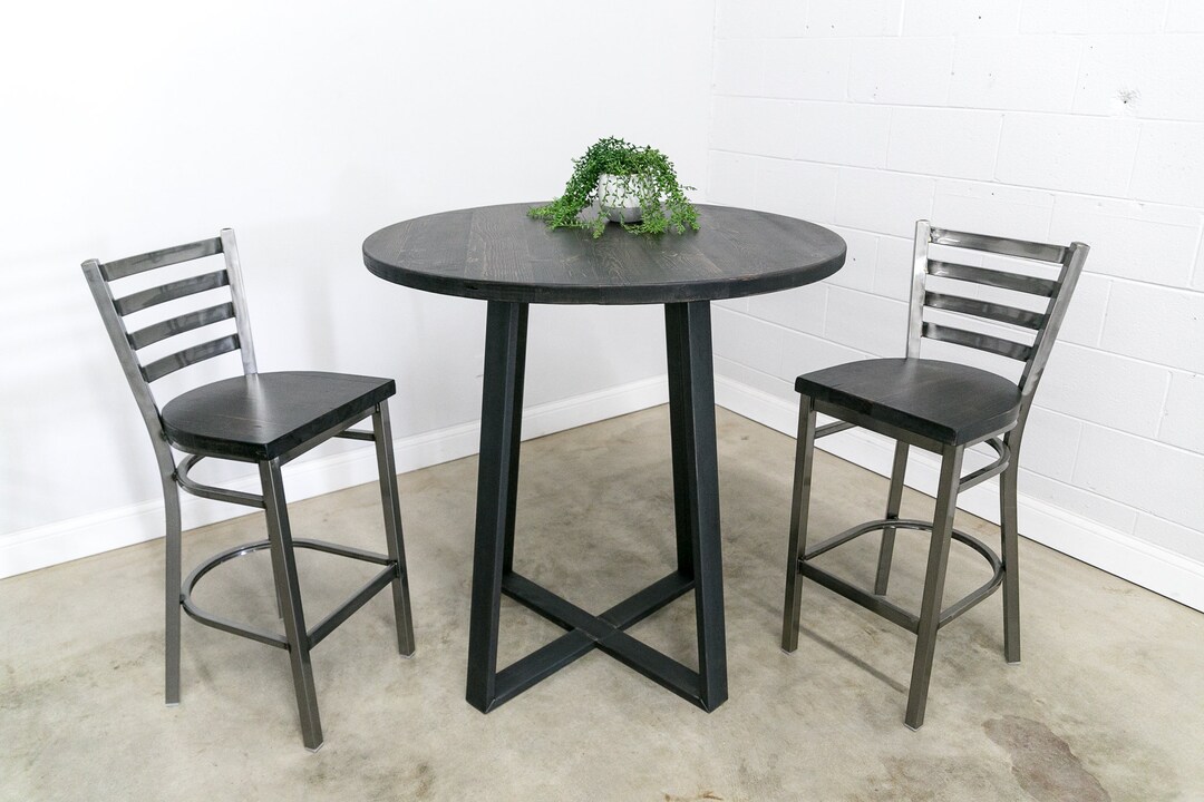 Bar Height Round Dining Table / Bar Height, Pedestal Leg Base Powder ...