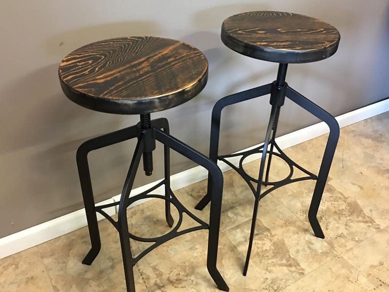 Set of 2 Reclaimed Wood Counter/bar Height Stool With Swivel Etsy