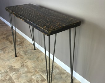 Handmade Reclaimed Wood Sofa Table | Entry Table with Hairpin Legs