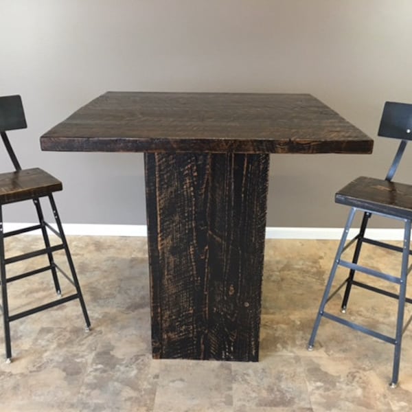 Bar Height 42" Hight top with wooden Leg Base, Pub Table ,Dining Table ,  Solid Wood Top, Reclaimed