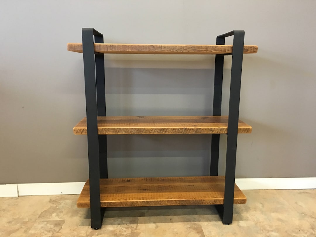 Reclaimed Wood Shelving Unit | Industrial Steel Frame, 3 Shelves - Etsy