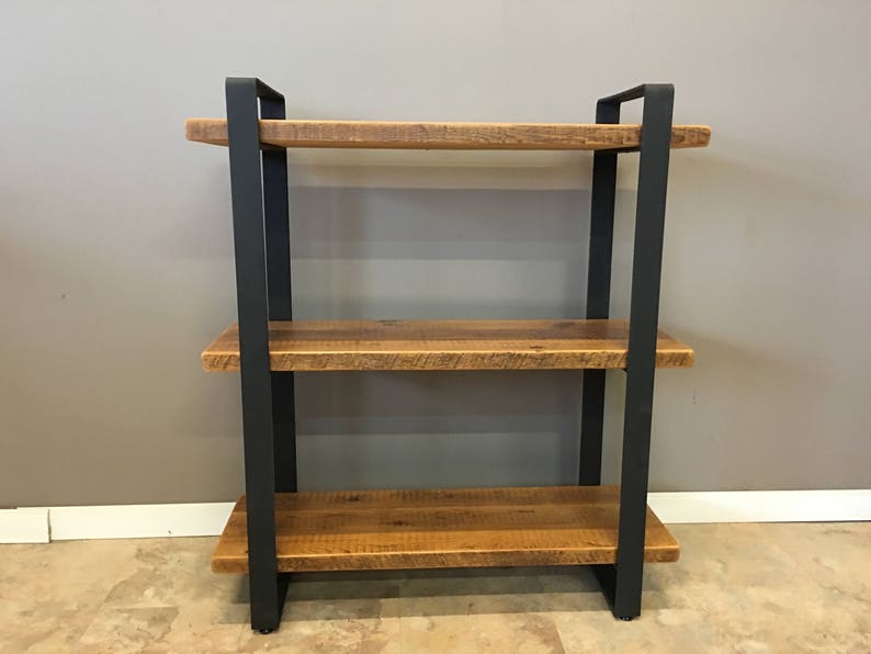 Reclaimed Wood Shelving Unit With 3 Shelfs Industrial Etsy