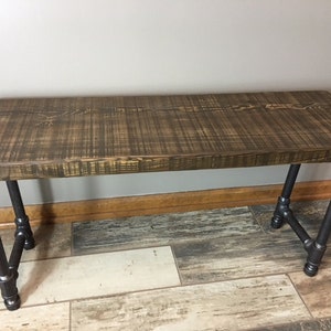 Wooden Reclaimed Urban  Bench - Industrial Gas Pipe Leg base - Choose Size, Thickness,Finish ,Custom sizes Welcome