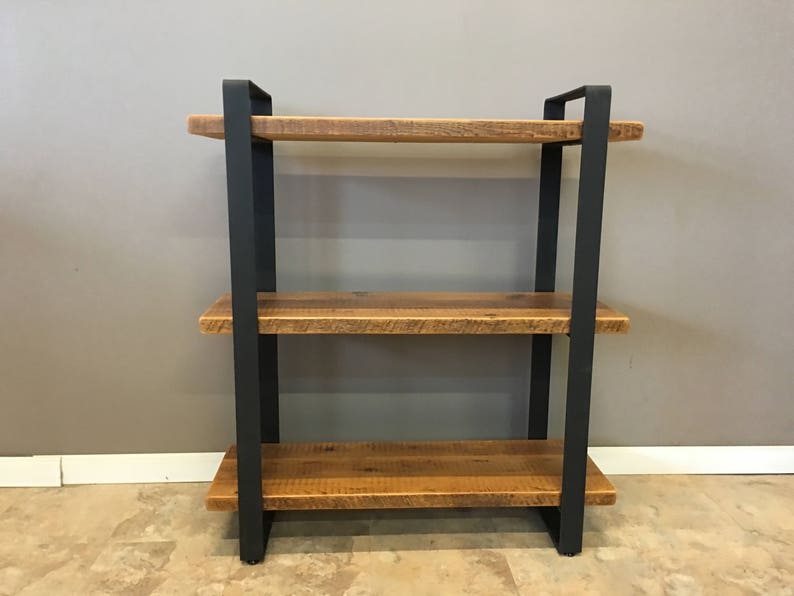 Reclaimed Wood Shelving Unit | Industrial Steel Frame, 3 Shelves - Etsy