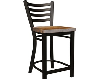 Counter Height Stool| In Black Metal Finish -Ladder Back Metal -25 Inch High  Counter stool | Free Shipping