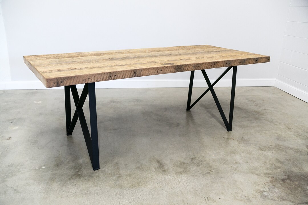 Reclaimed Wood Dining Table Thick Solid Wood Top With Our - Etsy