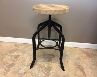 Set of 2 | 30" Reclaimed Wood Bar Height Stool with Swivel Seat | Industrial Urban Bar Stool