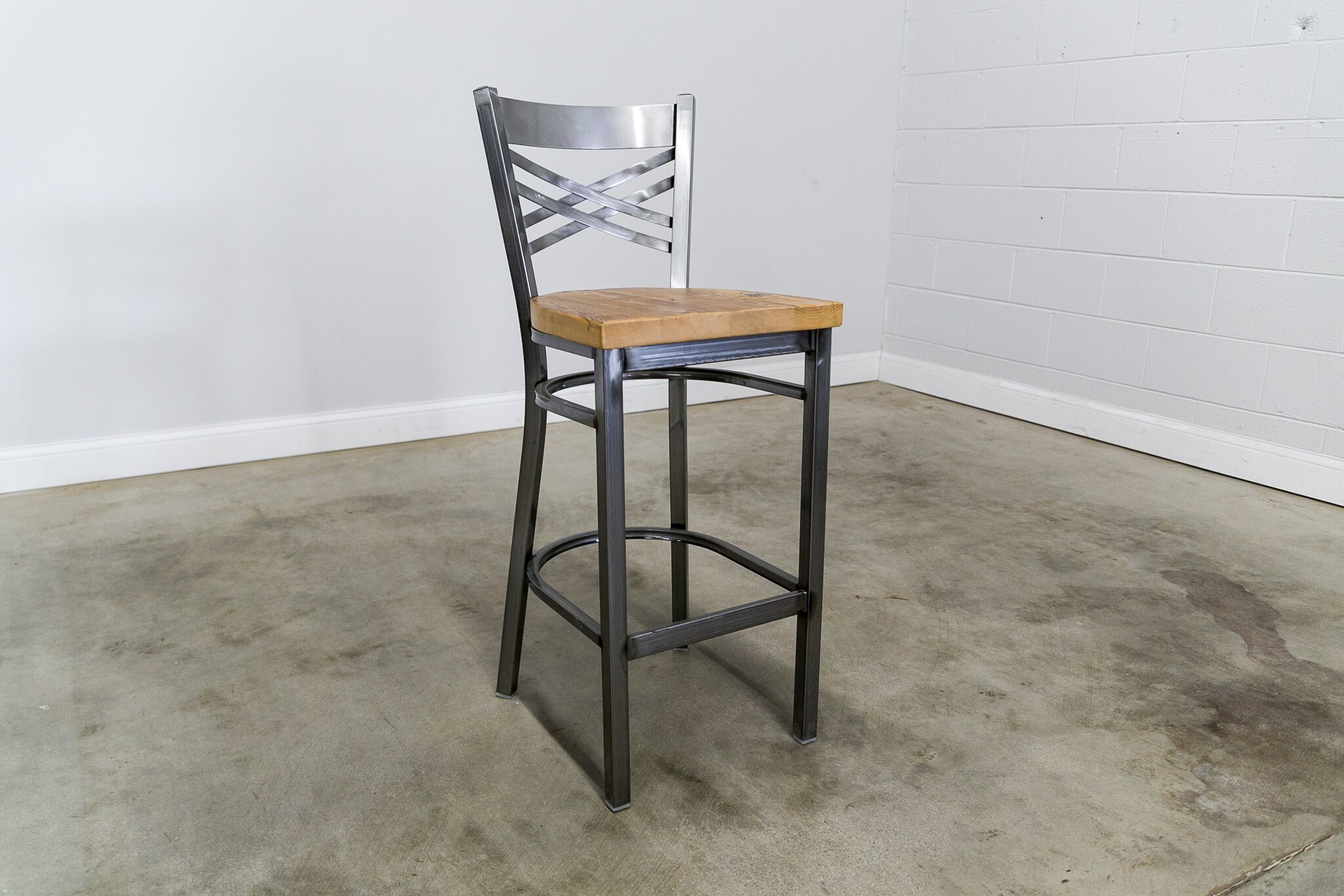 Bar Height Stool X Back Metal Restaurant Grade Reclaimed Etsy