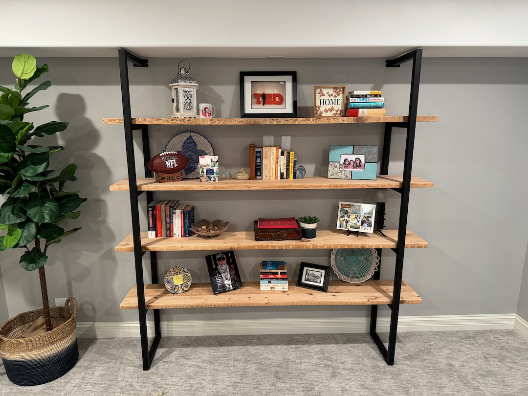 Reclaimed Wood Shelving Unit With Steel Frame | Industrial Rustic ...