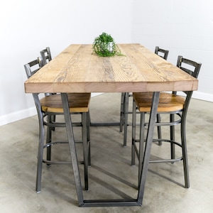 Counter Height Table , Restaurant Table , Pub Table with powder coated Square leg base,Choose from Size and Finish Fast Shipping