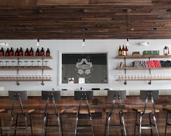 Handmade Reclaimed Wood Bar Stool, Industrial Steel Frame