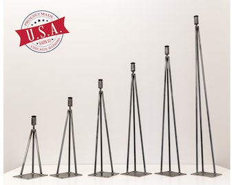 Metal Table Legs 3-Rod Hairpin Leveling  Leg Base - Powder Coated -16"H to 40"H - plastic floor protecters | Made in the USA | Ships FREE