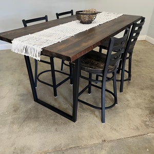 Counter Height Table made from SALVAGED WOOD  ,36&quot; High, with powder coated Brooklyn leg base Custom Sizes Welcome