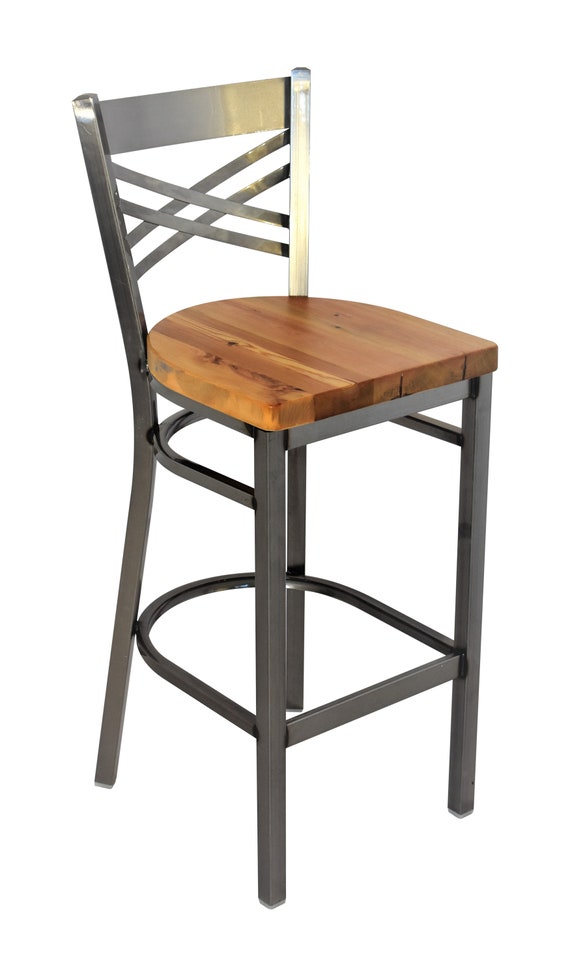 Reclaimed Bar Stool Set Of 1 In Metal Gray Finish Image 0