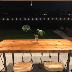 High Top Table/Bistro Table/Restaurant Table/Pub Table with reclaimed wood top steel legs Powder coated steel legs Pub Table