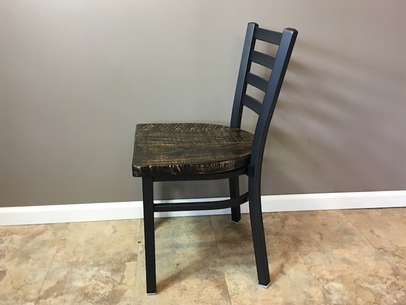 Reclaimed Dining Chair Set of 4 Flat Black Metal Finish Etsy